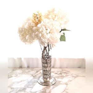 Antique 1910s Wilcox and Wagoner New York Sterling Silver Stand Cut Glass Vase